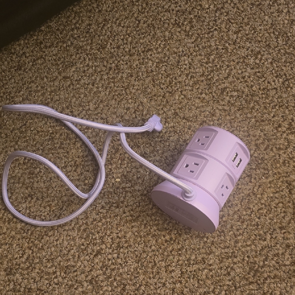 Pink Power Strip Tower with USB Ports